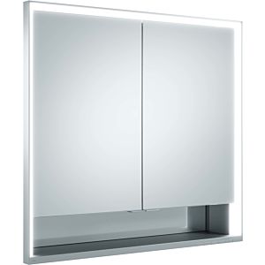 Keuco Royal Lumos mirror cabinet 14312171305 wall installation, silver anodized, mirror heating, 2 short doors, 800 x 735 x 165 mm