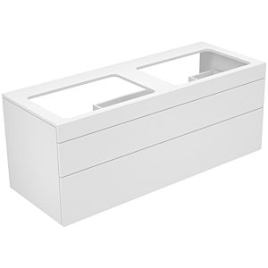 Keuco Edition 400 vanity unit 31574400000 140 x 54.6 x 53.5 cm, 2 pull-outs, without tap hole, for 2 Basin Fixing Kit , white / white high-gloss clear