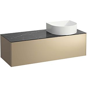LAUFEN Sonar drawer unit / sideboard H4054230341401 117.5x34x45.5cm, cut-out on the right, gold / Nero Marquina