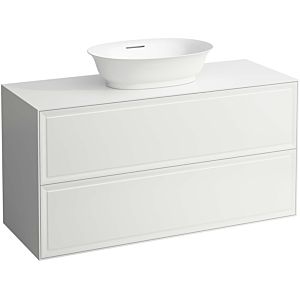 LAUFEN Le nouveau meuble à tiroirs / buffet H4060220851701 117,5x60x45,5cm, 2 tiroirs, découpe de lavabo au milieu, blanc mat