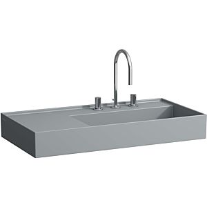LAUFEN Kartell washbasin H8103397581581 90x46cm, shelf on the left, without overflow, 3 tap holes, matt graphite