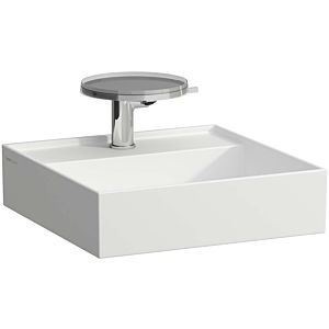 LAUFEN Kartell Cloakroom basin 8153317571581, 46x46cm, matt white, 3 tap holes, sapphire ceramic
