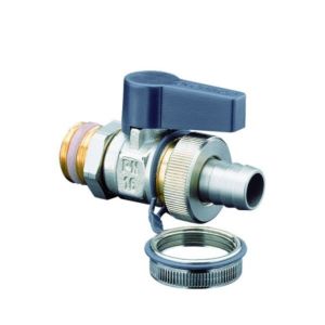 Oventrop KFE ball valve Optiflex 1783354 DN 15, nickel-plated brass, hose screw connection and cap