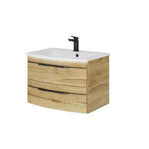 Pelipal Series 7045 washbasin set SET-167-009 Halifax oak synchronous pore, black handles, 71 cm