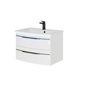 Pelipal Series 7045 washbasin set SET-167-012 white high gloss / white gloss, black handles, 71 cm