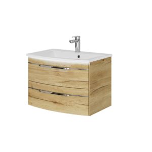 Pelipal Series 7045 washbasin set SET-167-013 Halifax oak synchronous pore, handle chrome, 71 cm