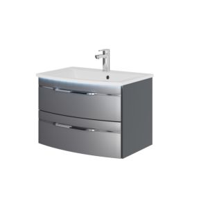 Pelipal Series 7045 washbasin set SET-167-015 Steel Grey Metallic / Steel Grey, handles chrome, 71cm