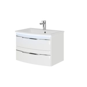 Pelipal Série 7045 set de lavabo SET-167-016 blanc brillant / blanc brillant, poignées chromées, 71 cm