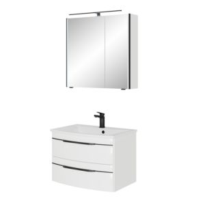 Pelipal Series 7045 bathroom furniture set SET-167-020 white high gloss / white gloss, black handles, 71 cm