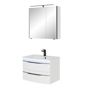 Pelipal Series 7045 bathroom furniture SET-167-028 white high gloss / white gloss, black handles, 71cm