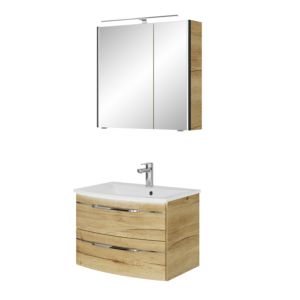 Pelipal Series 7045 bathroom furniture set SET-167-029 Halifax oak synchronous pore, chrome handles, 71 cm