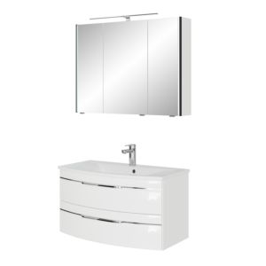 Ensemble de meubles de salle de bain Pelipal Série 7045 SET-167-056 blanc brillant / blanc brillant, poignées chromé , 91 cm