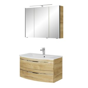 Pelipal Series 7045 bathroom furniture set SET-167-061 Halifax oak synchronous pore, chrome handles, 91 cm