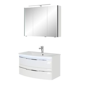 Ensemble de meubles de salle de bain Pelipal Série 7045 SET-167-064 blanc brillant / blanc brillant, poignées chromé , 91 cm