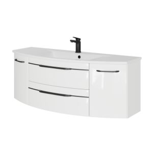 Pelipal Series 7045 Washbasin_Set SET-167-068 White High Gloss / White Gloss, Black Handles, 130 cm