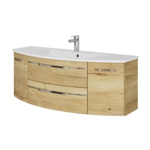 Pelipal Series 7045 washbasin set SET-167-069 Halifax oak synchronous pore, chrome handles, 130 cm