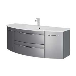 Pelipal Series 7045 washbasin set SET-167-071 steel grey metallic / steel grey, chrome handles, 130 cm