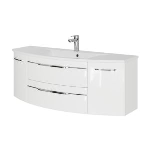 Pelipal Série 7045 set de lavabo SET-167-072 blanc brillant / blanc brillant, poignées chromé , 130 cm