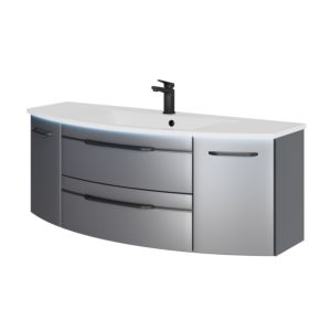 Pelipal Series 7045 washbasin set SET-167-075 steel grey metallic / steel grey, black handles, 130 cm