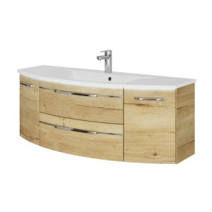 Pelipal Series 7045 washbasin set SET-167-077 Halifax oak synchronous pore, chrome handles, 130 cm