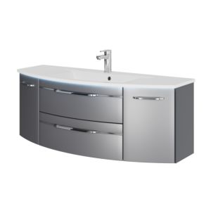 Pelipal Series 7045 washbasin set SET-167-079 Steel Grey Metallic / Steel Grey, handles chrome, 130 cm