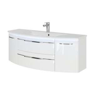 Pelipal Série 7045 set de lavabo SET-167-080 blanc brillant / blanc brillant, poignées chromé , 130 cm