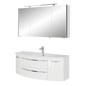 Ensemble de meubles de salle de bain Pelipal Série 7045 SET-167-088 blanc brillant / blanc brillant, poignées chromé , 130 cm