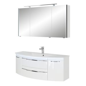 Ensemble de meubles de salle de bain Pelipal Série 7045 SET-167-096 blanc brillant / blanc brillant, poignées chromé , 130 cm