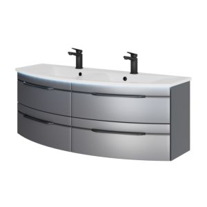 Pelipal Series 7045 double washbasin set SET-167-107 St-Size. Met./St-Gr., with bel., handle sc., 2A