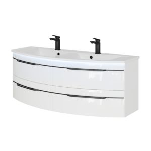 Pelipal Series 7045 double washbasin set SET-167-108 White HGL/White GL., with lighting, handle black, 2A, 2T