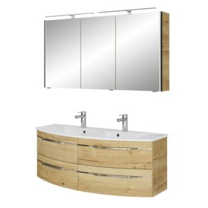 Pelipal Series 7045 bathroom furniture set SET-167-117 Halifax oak synchronous pore, chrome handles, 130 cm