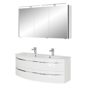 Ensemble de meubles de salle de bain Pelipal Série 7045 SET-167-120 blanc brillant / blanc brillant, poignées chromé , 130 cm