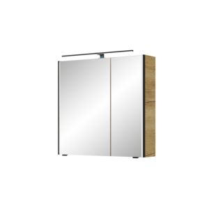 Pelipal Serie 7045 Spiegelschrank SEEA02473L167BA LED-Plus-Aufsatzleuchte, zweitürig, schwarz, 70 cm