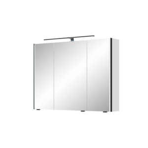 Pelipal Serie 7045 Spiegelschrank SEEA02493G126BA LED-Plus-Aufsatzleuchte, dreitürig, schwarz, 90 cm