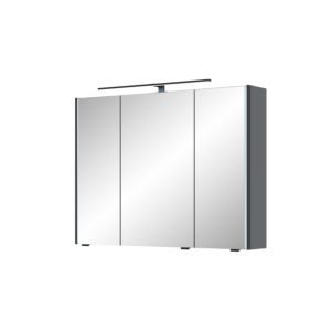 Pelipal Serie 7045 Spiegelschrank SEEA02493G138BA LED-Plus-Aufsatzleuchte, dreitürig, schwarz, 90 cm