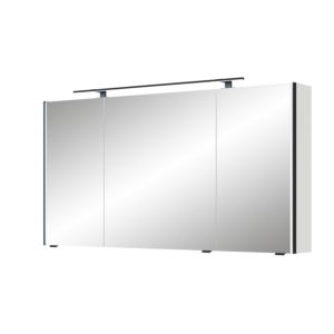 Pelipal Series 7045 mirror cabinet SEEA02413G126BA LED Plus top light, three doors, black, 130 cm