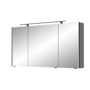 Pelipal Series 7045 mirror cabinet SEEA02413G138BA LED Plus top light, three doors, black, 130 cm