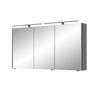 Armoire à miroir Pelipal Série 745 SDEA02413G138BA 2 LED plus éclairage supérieur, trois portes, noir, 130 cm