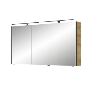 Armoire de toilette Pelipal Série 7045 SDEA02413G167BA 2 LED plus éclairage supérieur, trois portes, noir, 130 cm