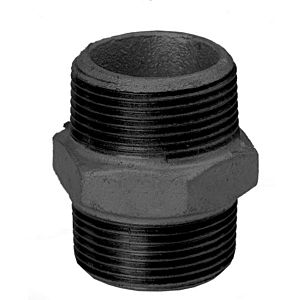 Hermann Schmidt malleable iron 280 double nipple 14280010 DN 10, 3/8&quot;, AG/AG, black