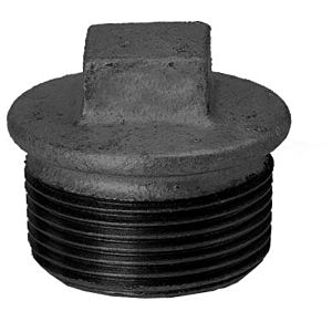 Hermann Schmidt malleable iron plug 14290040 DN 40, 1 1/2&quot;, with rim, black