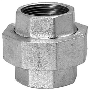 Hermann Schmidt malleable iron 330 screw connection 13330040 DN 40, 1 1/2&quot;, flat sealing, IT/IT, galvanized