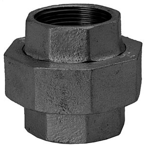 Hermann Schmidt malleable iron 330 screw connection 14330020 DN 20, 3/4&quot;, flat sealing, IG/IG, black