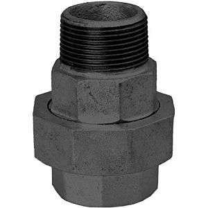 Hermann Schmidt malleable iron 331 screw connection 14331015 DN 15, 1/2&quot;, flat sealing, IG/AG, black
