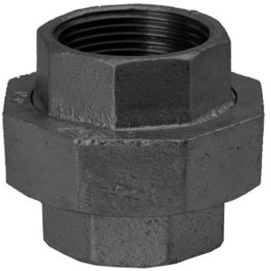 Hermann Schmidt malleable iron 340 screw connection 14340015 DN 15, 1/2&quot;, conical sealing, IG/IG, black