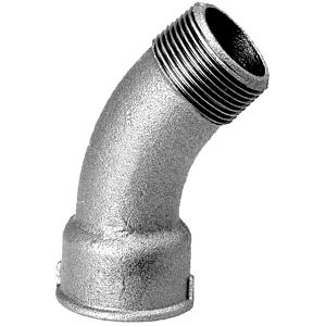 Hermann Schmidt malleable iron elbow DN 32, 1 1/4&quot; 45°, internal/external thread, galvanized