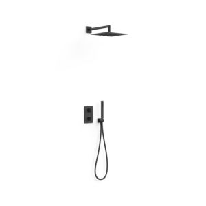 Tres Therm Box thermostatic mixer set 21125004NM concealed, head shower + bath shower, matt black