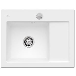 Villeroy &amp; Boch Subway built-in sink 331202RW left, with drain fitting and eccentric actuation, Stone White