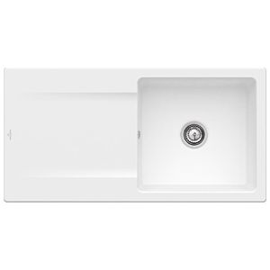 Villeroy & Boch Siluet sink 333601RW with waste set and manual operation, Stone White