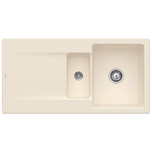 Villeroy & Boch Siluet sink 333701FU with waste set and manual operation, Ivory